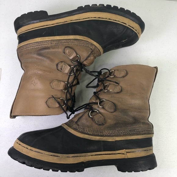 Sorel Caribou Tan Black Leather Rubber Lace Up Boots main image 9